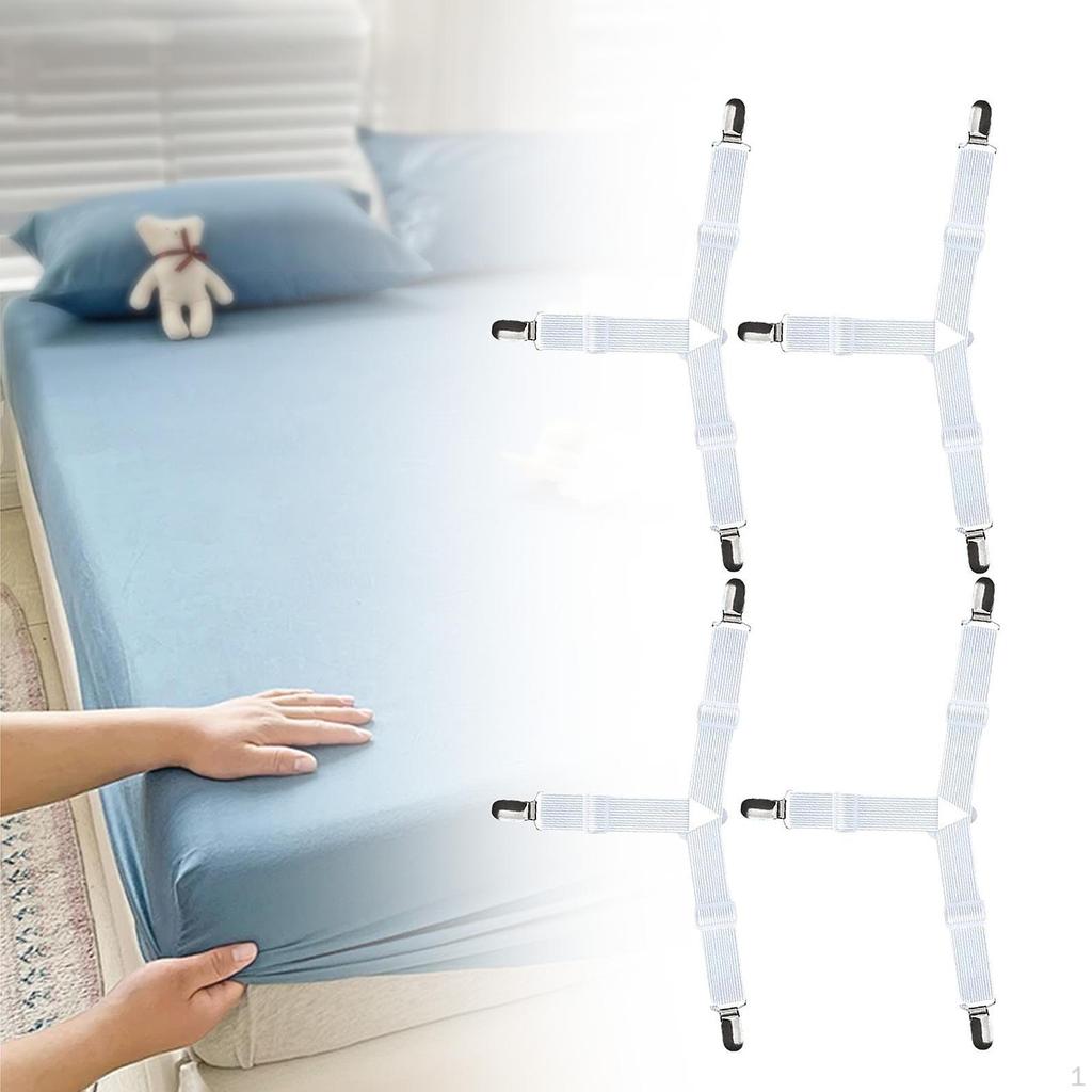 4Pcs Sheet Holder Straps Decor Bedsheet Holders for Gift Apartment Dorm Room Black