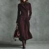 Cappotto Elegante da Donna a Maniche Lunghe con Collo e Giacca Antivento Lunga in Pelle Scamosciata Colorata