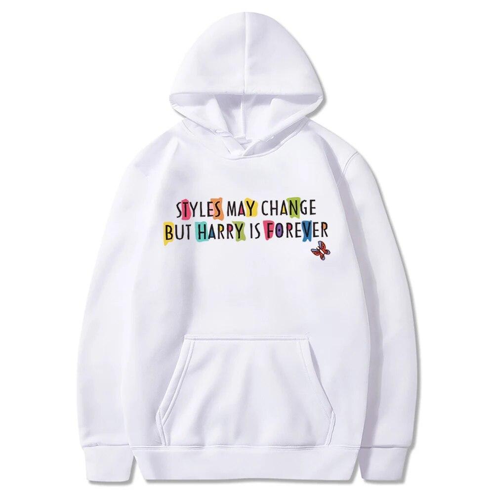 Unisex HoodieStyle May Change But Harry Is Forever Hoodie Vintage Y2k 90s Rainbow Colour Graphic Hooded Sweatshirt Love On Tour Xmas Hoodies