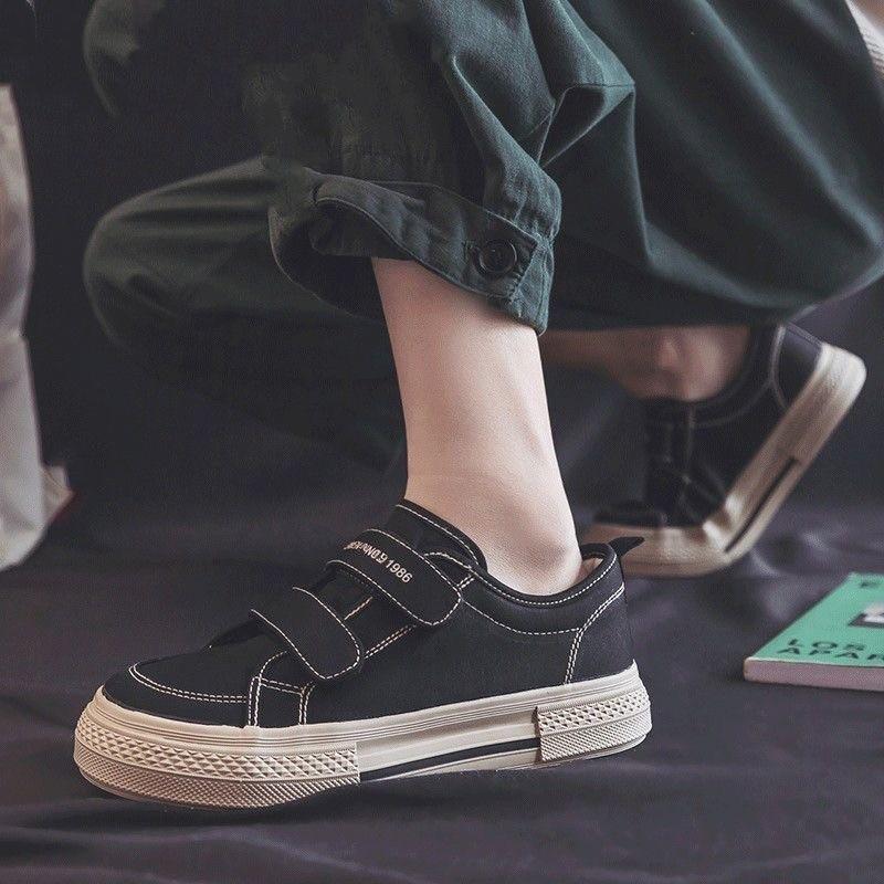 Fashion Black Canvas Sneakers Skate Shoes for Women Hook and Loop Suede Casual Shoes Girls Sneaker Tenies Zapatillas Hombre