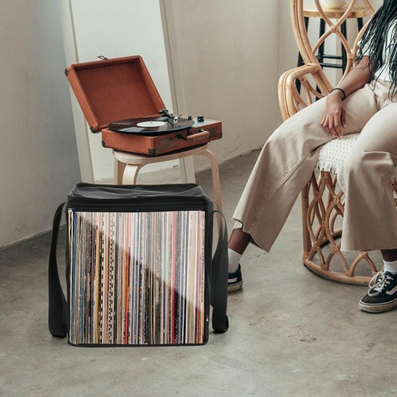 Stilvolle Handtasche & Wiederverwendbare Aufbewahrungslösung TPU Umhängetasche für Musikliebhaber für 50 Stück 12-Zoll-Vinyls