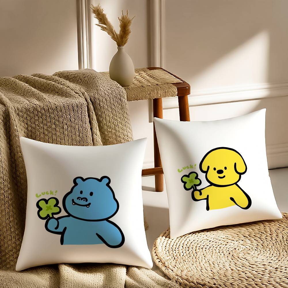 Lucky Four leaf clover Pillow Case Sofa and Living Room Decorative Cushion Covers Dust-proof and Mite-proof Invisible Zipper