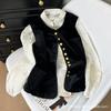 Xiaoxiangfeng Black Velvet with Fashionable Outer Wear Stacked Sleeveless Suit Small Vest Women's 2025 Vest
