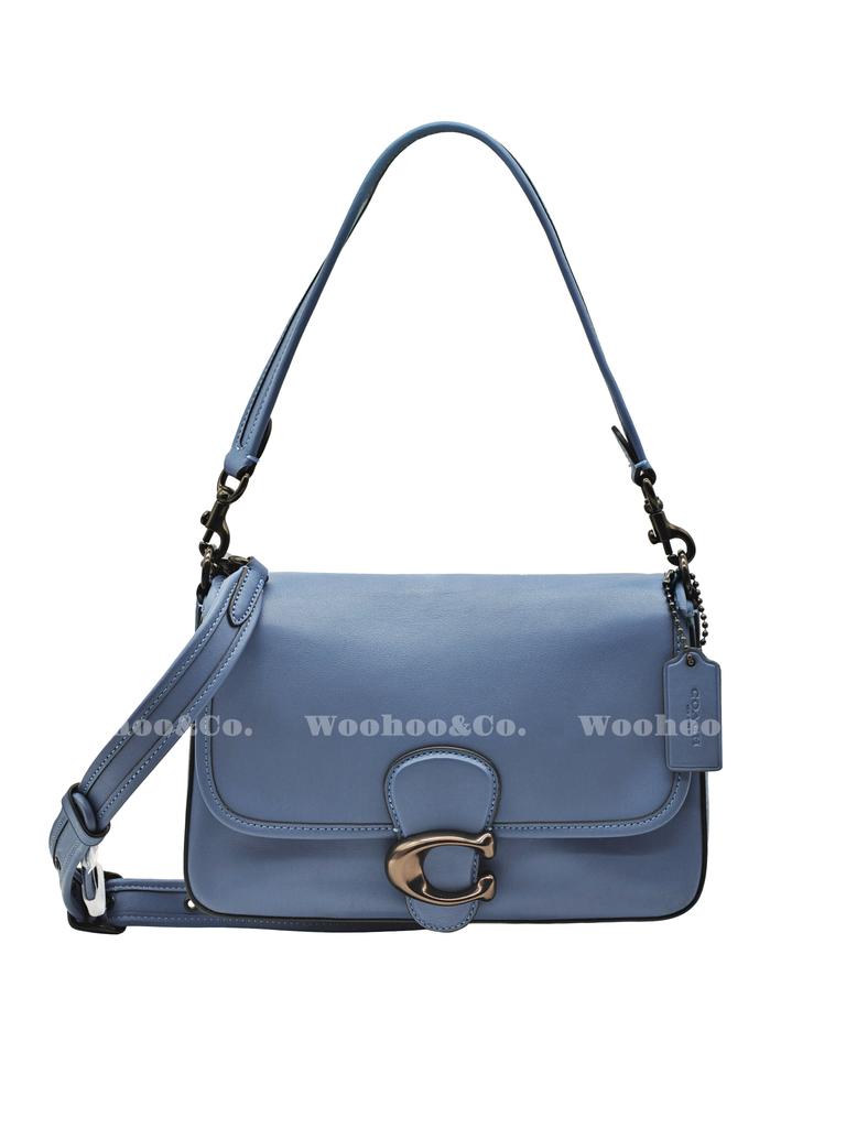 Coach Tabby 26 Flap Rhinestone C Logo Buckle Leather Shoulder Bag Women Shoulder Bag Washed-Denim C4823-V5D61