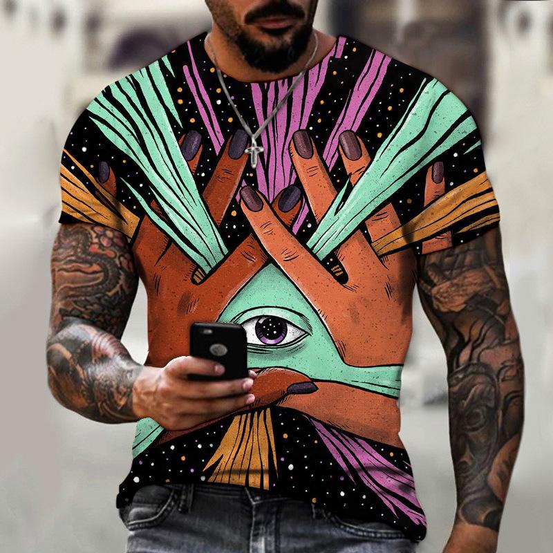 Vintage T Shirt For Men Graffiti Abstraction Short Sleeve Tops Street Hip Hop Men's T-shirts Oversized Tees Shirt Man Clothing