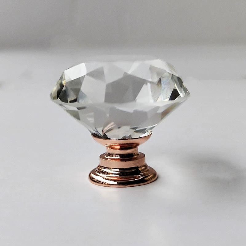 Gold Bottom 40mm Crystal Glass Drawer Knob Handle