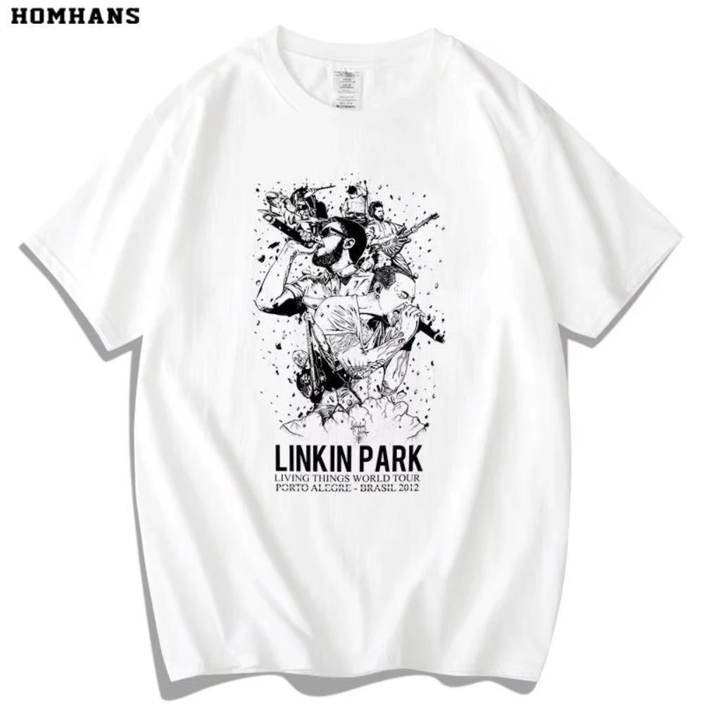 Červené tričko s krátkým rukávem Han Lincoln Park Pánské Dámské Linkin Park Evropská a Americká Hudba Rocková Kapela Tide Čistá Bavlna Volný Top