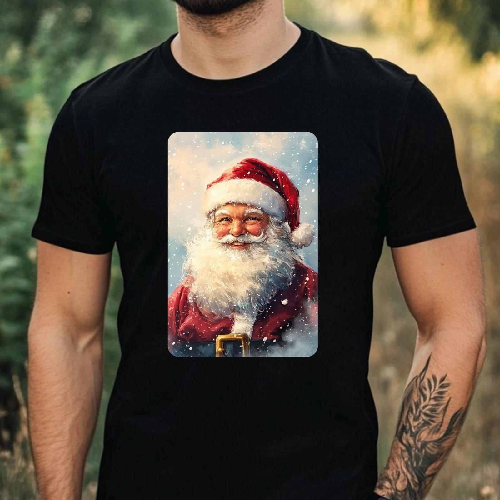 T-Shirt Herren Weihnachtsmann Portrait Motiv Baumwolle Größe XS bis 5XL XS