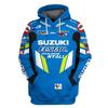 Men's 3D printed Su zu ki R logo hooded sweatshirt designed for Suzuki's autumn and winter endurance race, motorcycle enthusiast