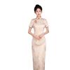 Ai Qi embroidery spring and summer new jacquard double-layer long cheongsam gentle retro Republic of China style simple and elegant slim cheongsam