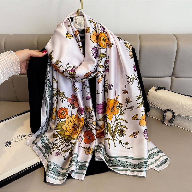180*90cm Luxury Brand Women Scarf Summer Silk Shawl Lady Wrap Soft Female Echarpe Designer Beach Stole Bandanna foulard muffler