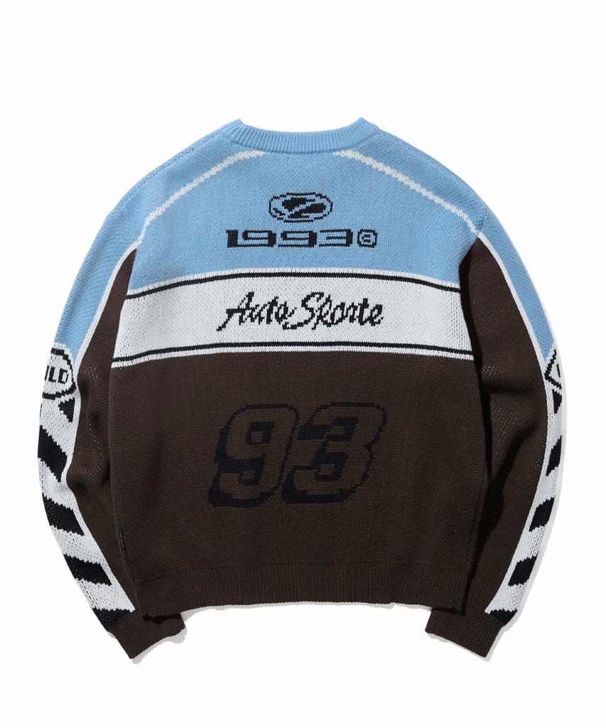 1993STUDIO Racing Intarsia Knit Pullover_Blue