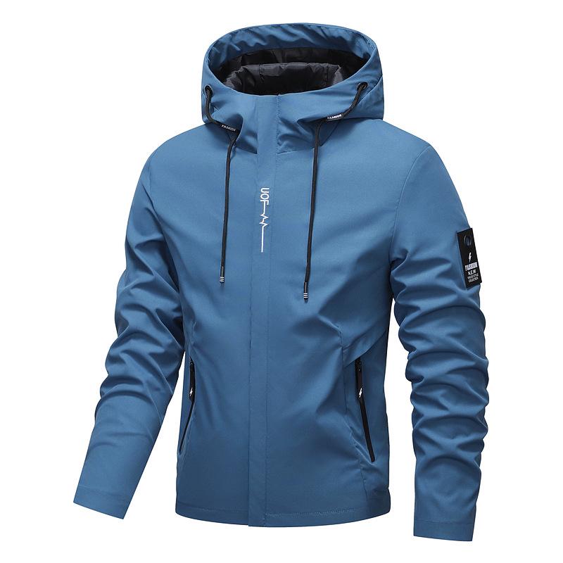 Spring/Autumn Hooded Windbreaker Jacket for Young Men - Casual and Trendy Brand Top