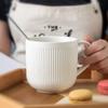 Kubki ceramiczne czarno-białe o dużej pojemności 410 ml, filiżanki do kawy, kubek z uchwytem do użytku domowego i restauracyjnego