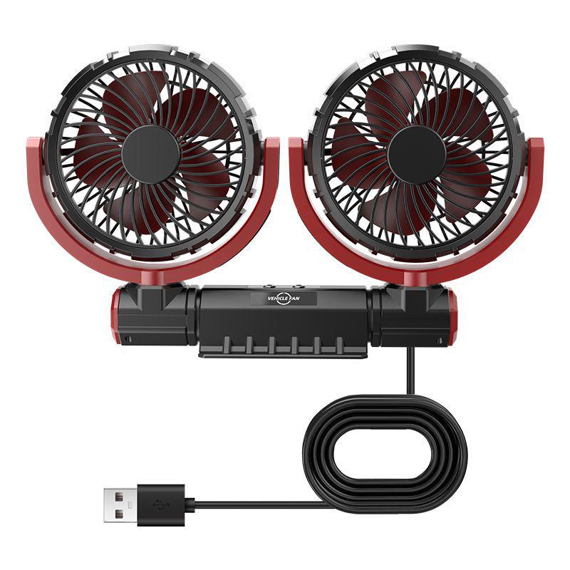 USB-Charged Rear Seat 12V Car Fan with Light