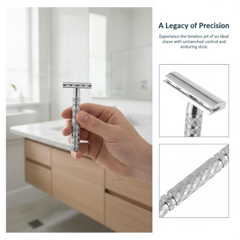 Double Safety For Razor,Long Handle For Butterfly Open Razors Single Blade Shaving For Razor For W/Double Safe
