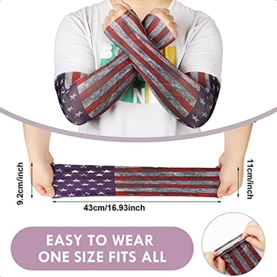 

6 Pairs American Independence Day Arm Sleeves American Flag Cooling Arm Covers Unisex Sports Arm Protection Sun Protection Arm United States