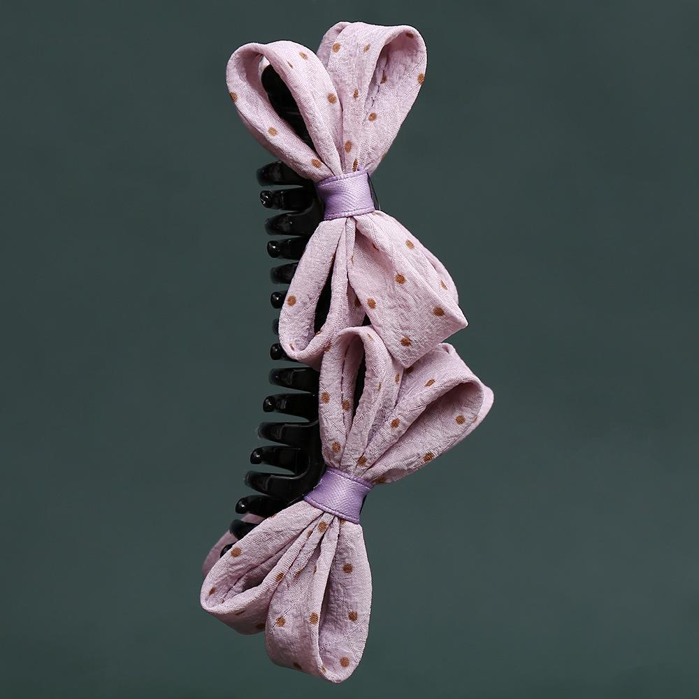 French Black & White Polka Dot Bow Hair Clip for Women s Bun, Updo, Claw, Half-Up & High Ponytail Styles
