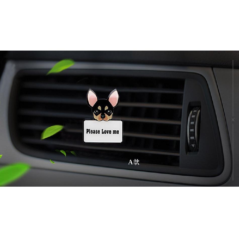 Bonito cão estilo acrílico purificador de ar condicionado saída de ventilação decoração perfume clipe fragrância interior do carro cheiro