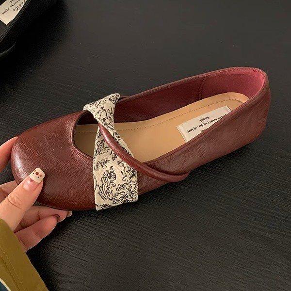 

Design sense niche Korean version shallow mouth single shoes flat shoes women s shoes soft sole 2025 early spring new French Mary Jane shoes 40 бордовый