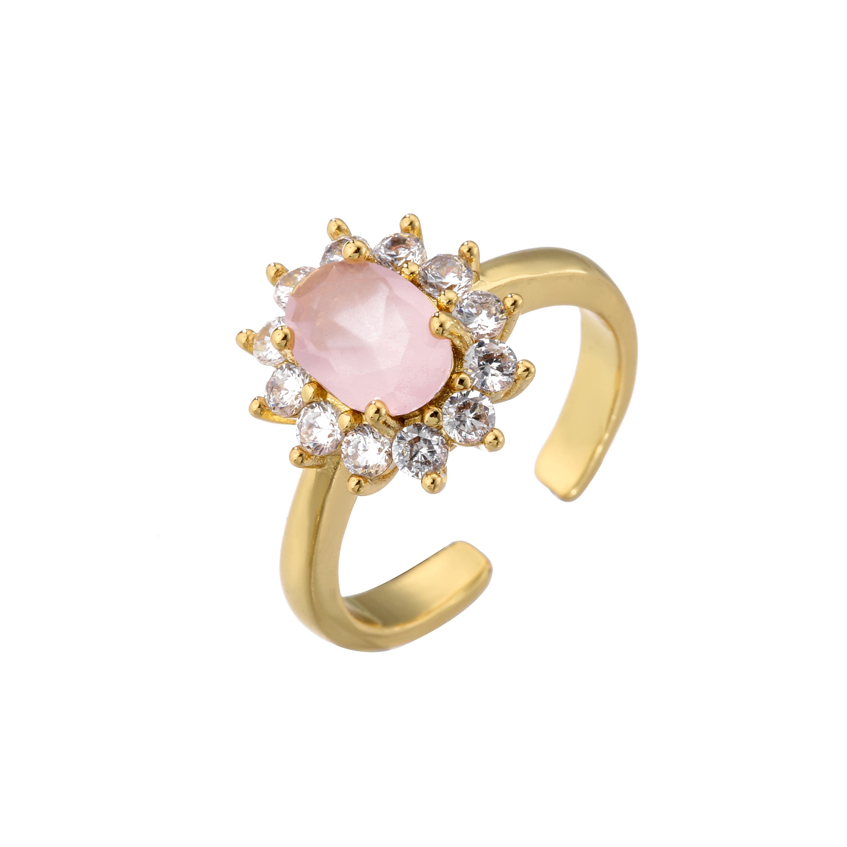 

HECHENG,18k Gold Plated CZ Rings,Anillo Roseton Aguamarina Blue Champagne Zircon,For Women Luxury Fine Zircon gold розовый