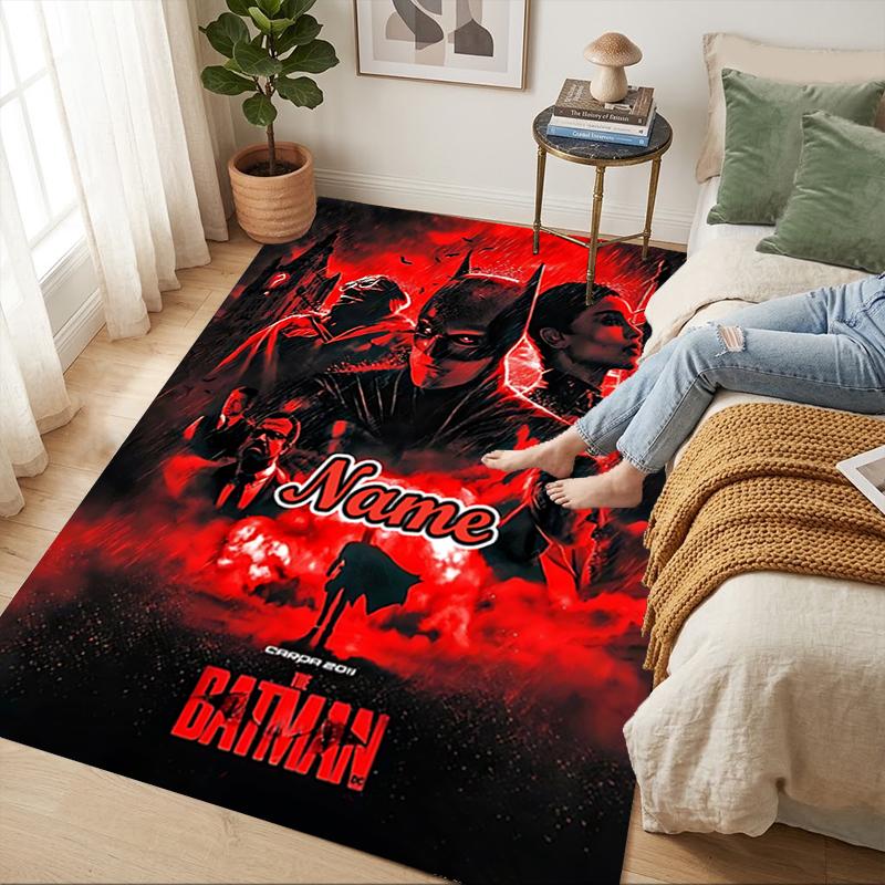 Custom Name Dark Knight Living Room Non-Slip Area Rug Soft Carpet for Bedroom Kids Playroom Sofa Office Home Decor Doormat