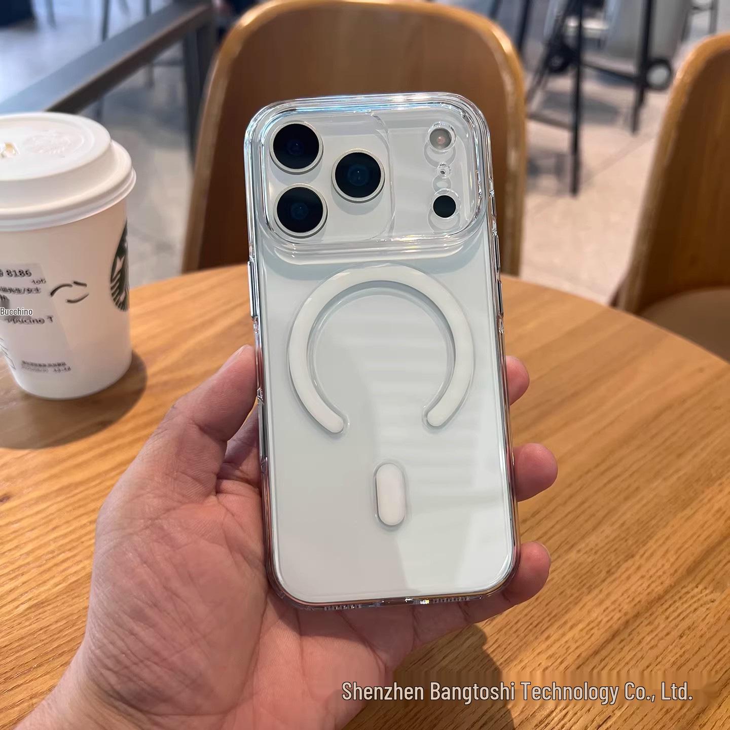 

Apple 17 Promax Phone Case: AI Button Ice Crystal Magnetic iPhone 16 High Transparency Anti-fall Protective Cover 16 білий
