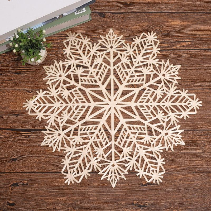 15"Hot Stamping PVC Mat Snowflake Table Mats Christmas Decorate Western Restaurant Japanese Coaster Individual Table Placemats