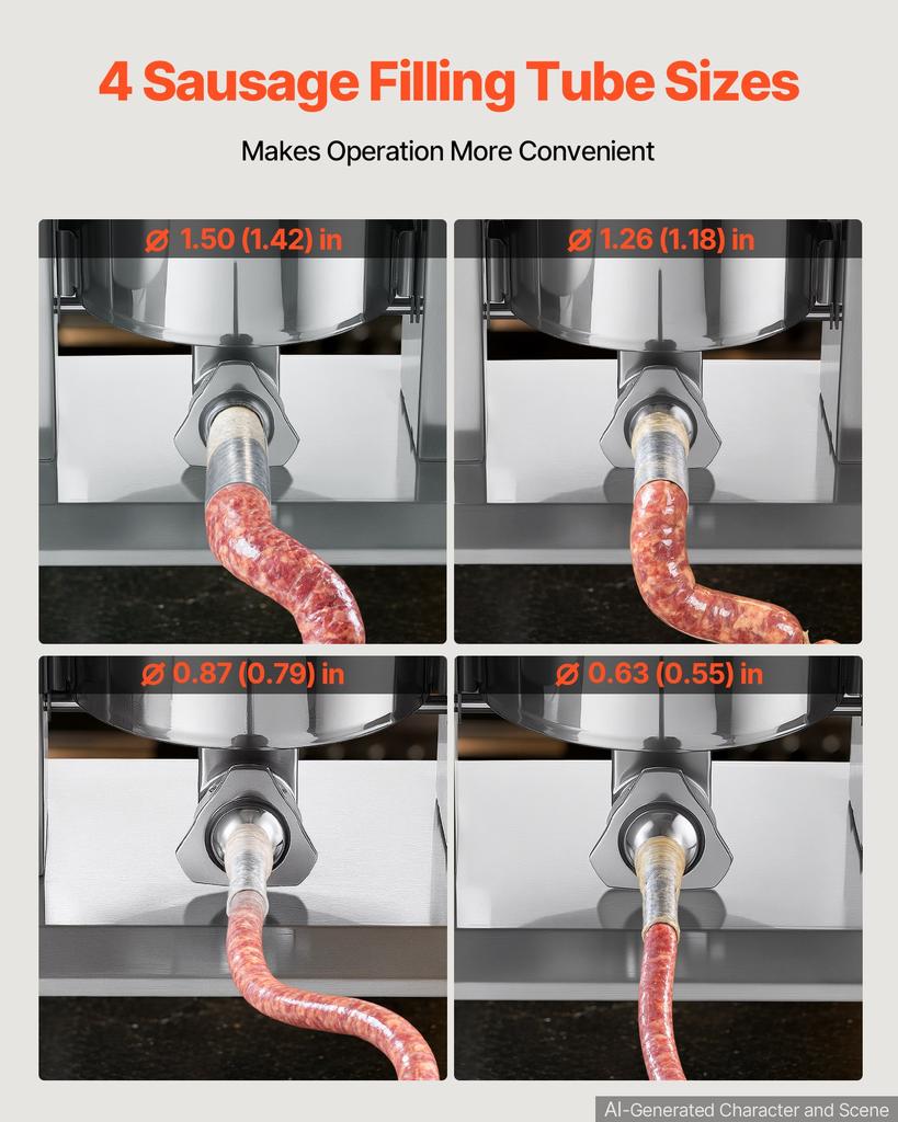 VEVOR Electric Sausage Stuffer 10L Vertical Meat Maker Stainless Steel, for Commercial Use, Stepless Speed Control Meat Stuffer, Sausage Filler Kit