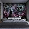 Tapestry s pentagramem čarodějnice a démona, závěs na zeď do ložnice, obývacího pokoje, koleje, gotická, okultní, temná estetika, domácí dekorace