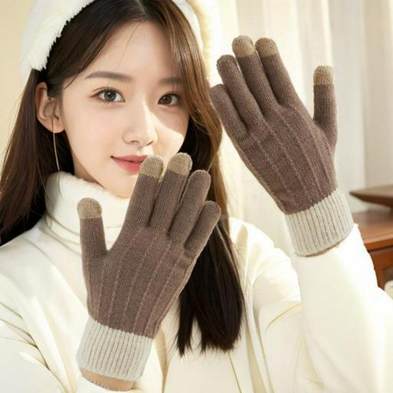 Men's Touchscreen Woolen Gloves for Autumn/Winter, Couples & Students, Thick, Warm Cashmere Alternative, Ideal for Cycling & Cold Protection