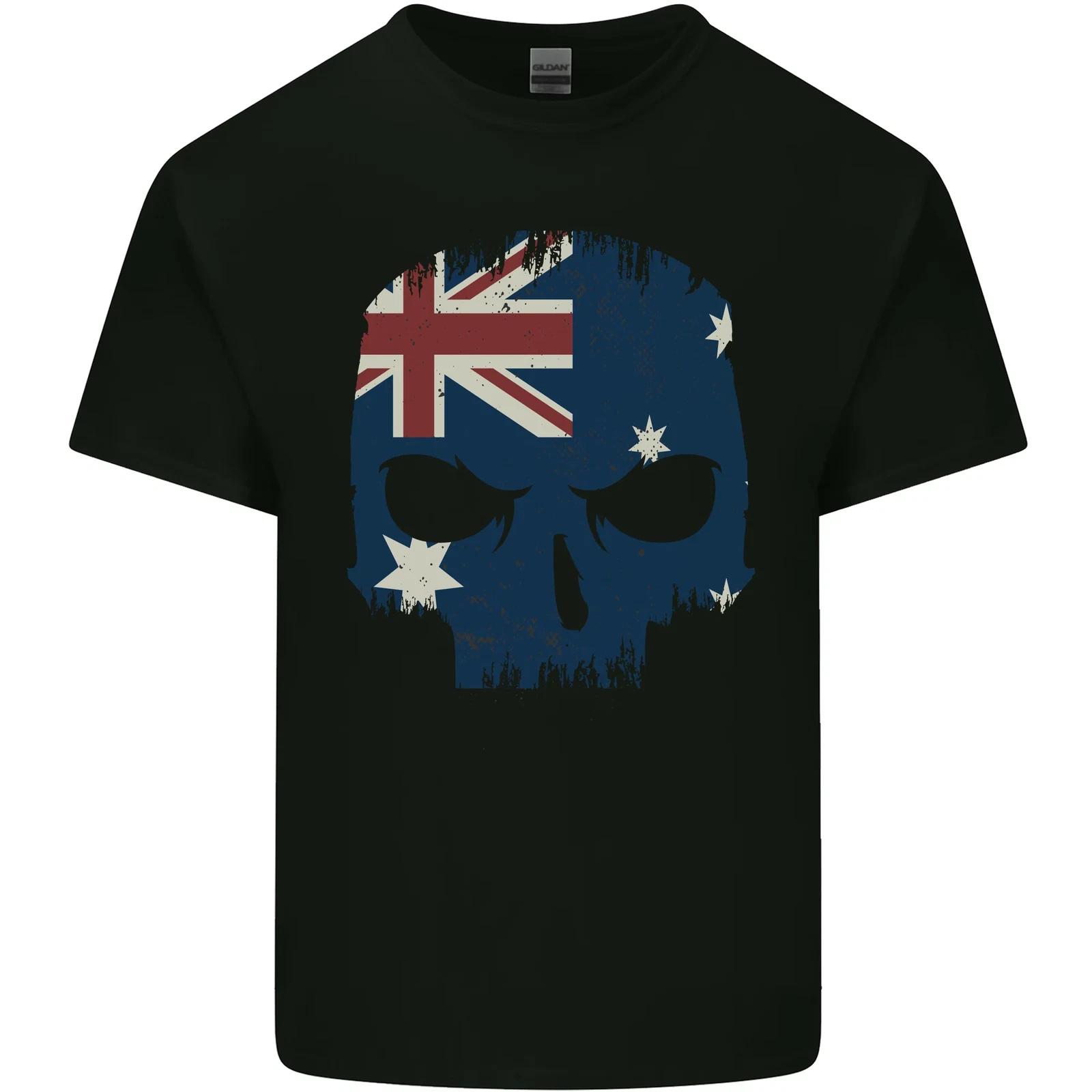 Australian Skull Australia Gym Biker Flag Kids T-Shirt Childrens 3XL