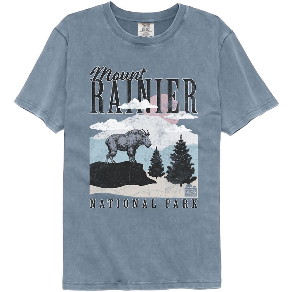 United States Washington Mount Ranier National Parks Mountain Goat Men T Shirt XXXL