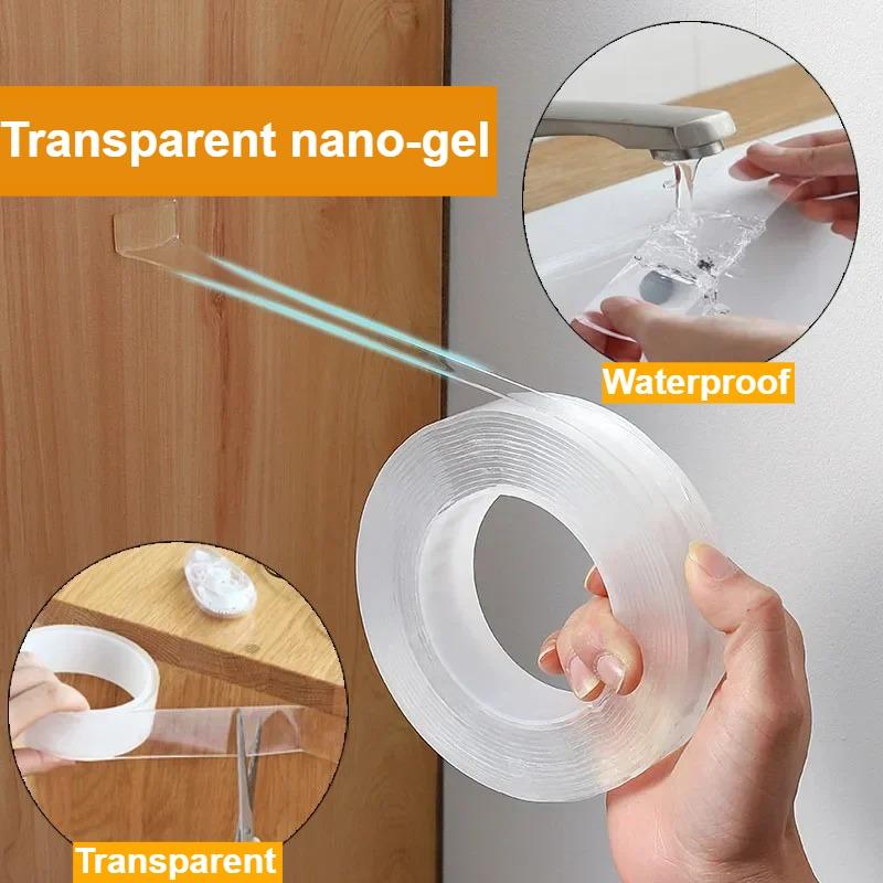 Nano Double-sided Tape Traceless Waterproof Strong Adhesive Tape Reusable Heat Resistant Invisible Gel Kitchen Bathroom Supplies