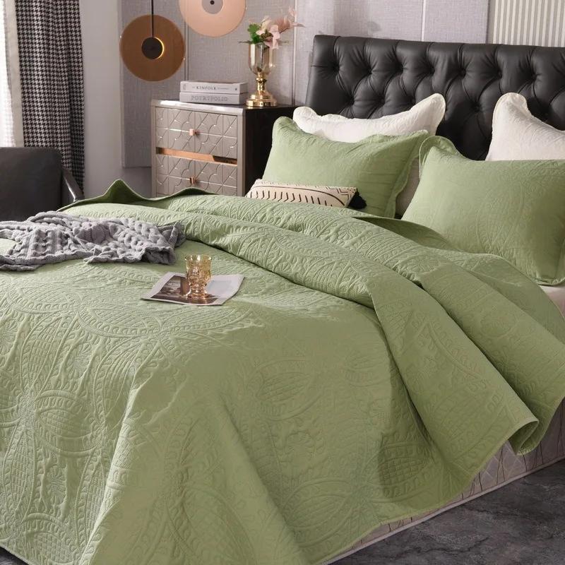 

3pcs Bed Quilt Set, Bedding Set Soft Comfortable for Bedroom,Guest Room (1Bed Quilt+2Pillowcases,Without Core) Sábanas Para Cama 1PC 220x240cm зелёный