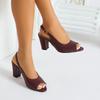 Women S European Style Open Toe Chunky High Heel Sandals Plus Size