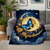 "Enchanted Celestial Butterfly Moon Decor"Blanket Flannel Throw Blanket for Sofa, Bed, Travel, Camping, Office