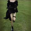 Spring and Summer Skinny Spice Girl Shoulder Black Hepburn Style Princess Dress Women's Niche Chic Design Sexy Short Dress