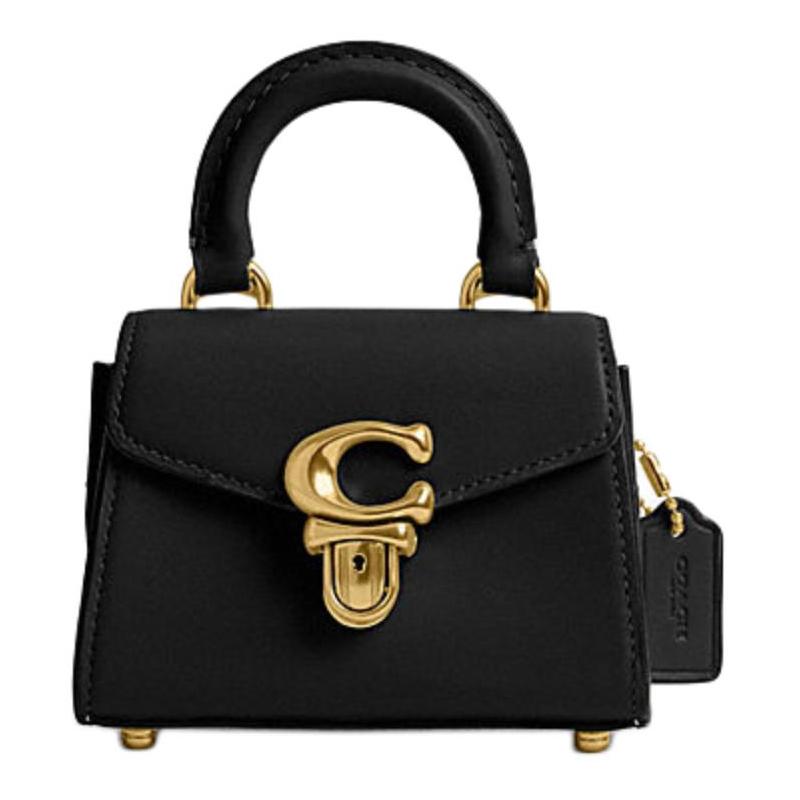 COACH Sammy 12 Metal Logo Lock Fastening Detachable Shoulder Strap Calf Leather Crossbody Tote Mini Women s Black чёрный