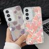 Motif Cœurs d'Amour Plume Pailletée Coque de Téléphone Rigide en PC Pour Samsung S25 Ultra S24 FE S23 A36 A56 A16 A55 Pailletée Antichoc TPU Bord Souple Mince
