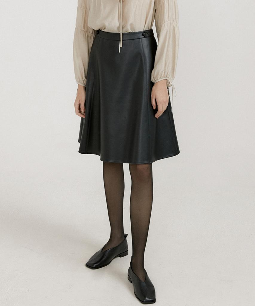 OCTETTE Leather Flare Sk_Black