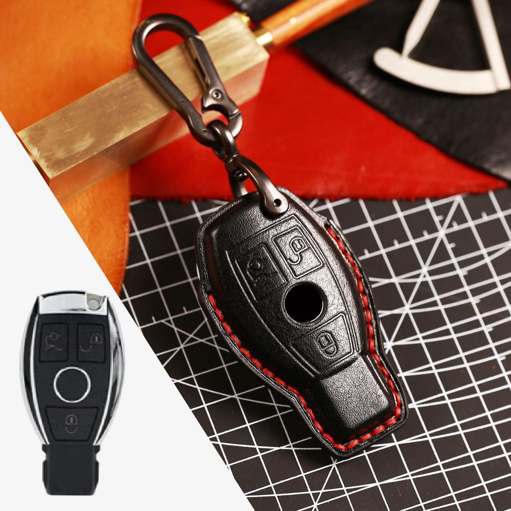 GUSHIBEI Genuine Leather Car Key Case Cover For Benz