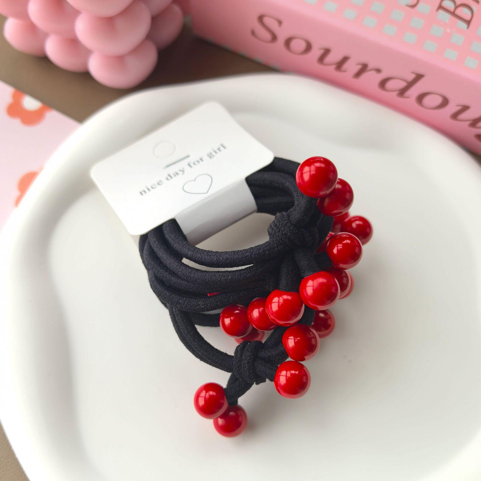 

5 шт. резинка для волос праздничная большая красная четыре бусины резинка для головы узел резинка толстая резинка для волос студенческая простая резинка резинка для головы