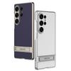 Custodia per Telefono con Supporto Invisibile Elettroplaccato per Samsung Galaxy S26 S25 S24 Ultra Copertura Protettiva Anti Caduta in Pelle Opaca