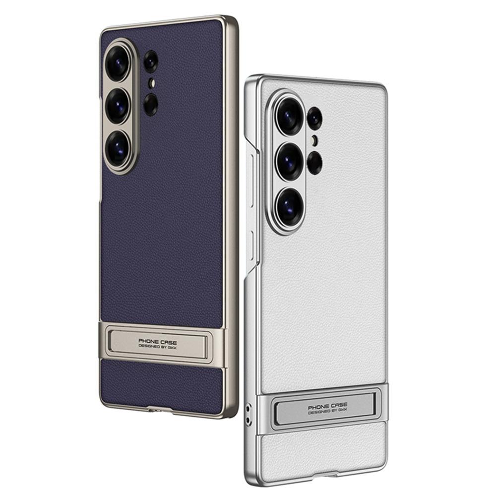 Custodia per Telefono con Supporto Invisibile Elettroplaccato per Samsung Galaxy S26 S25 S24 Ultra Copertura Protettiva Anti Caduta in Pelle Opaca