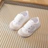 Kids' Soft Canvas Velcro Sneakers - Low Top, White, Spring/Autumn