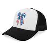Patriotic Bow American Flag Leopard Print Trucker Hat Polyester Casual Mesh Baseball Cap for Adults
