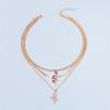 Double Serpentine Diamond Necklace Pendant, Creative Personality Punk Coarse Chain Collarbone Chain Women