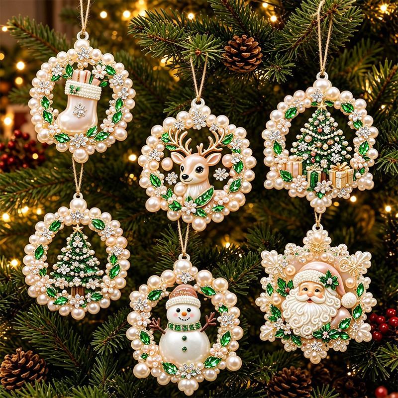 DIY Christmas Pearl Painting Kit Rope Tag Ornament Xmas Tree Decor