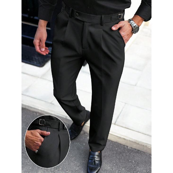 

Fashionable design business casual pants for men, spring/summer high-end straight-leg commuter trousers S чёрный